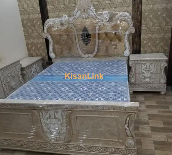 High-Quality Kikar Wood Furniture, Master Bed, 2 Side Tables, Dressing